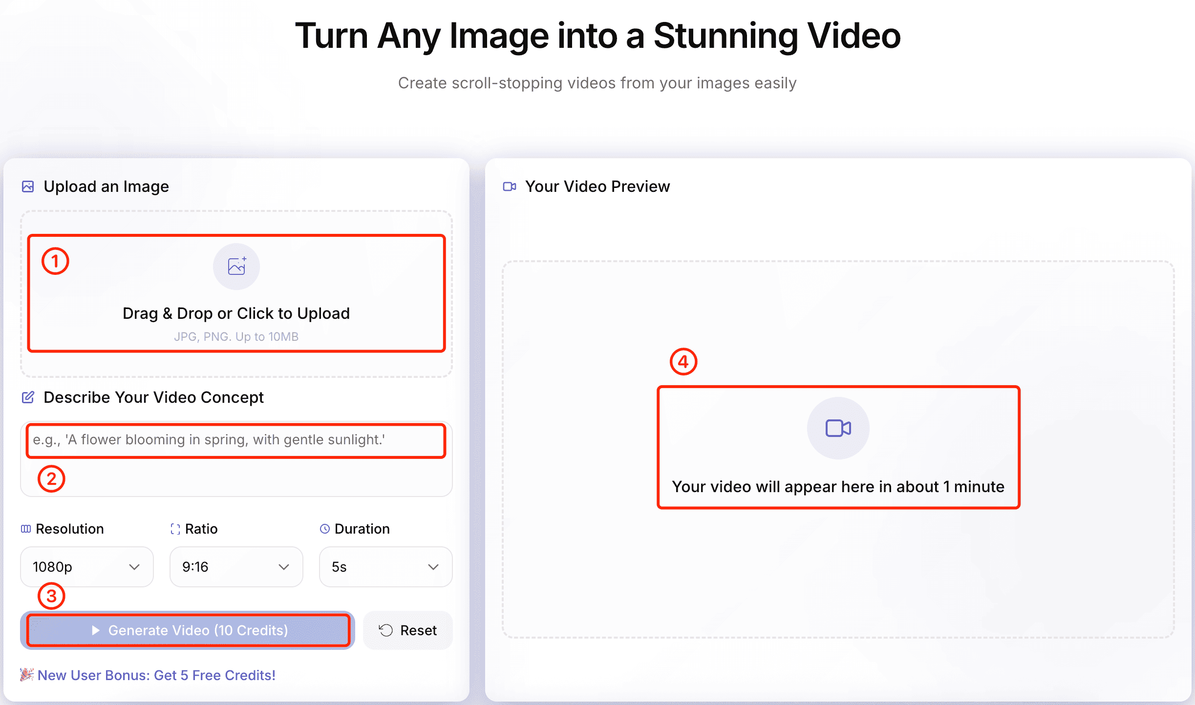 VidSparkle AI Image to Video Generation Process